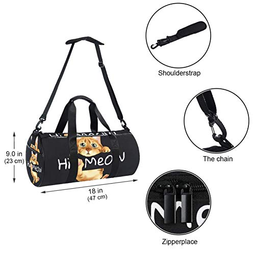 TIZORAX Hi Meow Cat Gym Duffle Bag Bag Bolsa de viaje Fitness Bolsa de viaje en la azotea