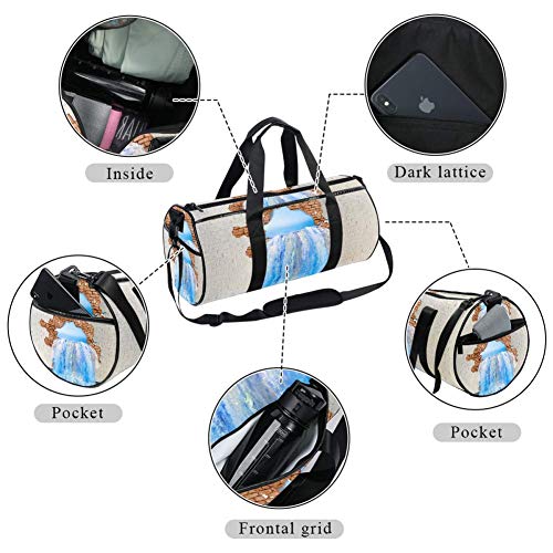 TIZORAX Ocean Water Flows Hole Wall Gym Duffle Bag Drum Tote Fitness Travel Bag Rooftop Rack Bag