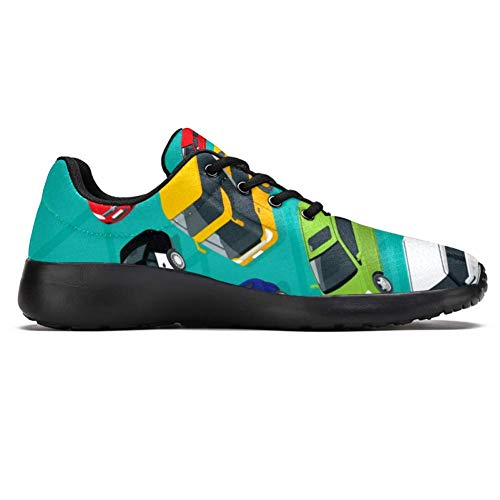 TIZORAX Zapatillas de running para mujer, autobús, ambulancia y bicicleta, de malla transpirable, senderismo, tenis, color Multicolor, talla 41.5 EU