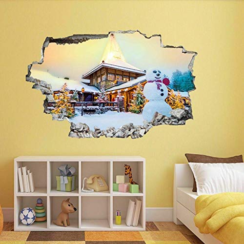 TJJF Pegatinas de pared Christmas Village Snowman 3D Wall Art Sticker Mural Decal