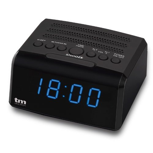 TM Electron TMRAR010 - Radio Reloj Despertador Digital PLL, Color Negro