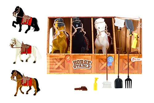 TOI TOYS 6223 – La cartón Cuadra con Tres Caballos, Tres Colores