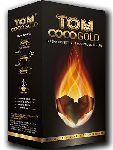 Tom Coco Gold - Carbón Natural de Coco para Shisha y Barbacoa (1 kg)