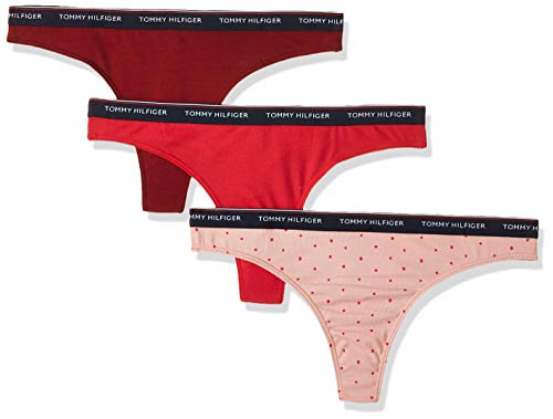 Tommy Hilfiger 3p Bikini Dot Print Tanga, Multicolor (Multi 079), Talla única (Talla del Fabricante: LG) (Pack de 3) para Mujer