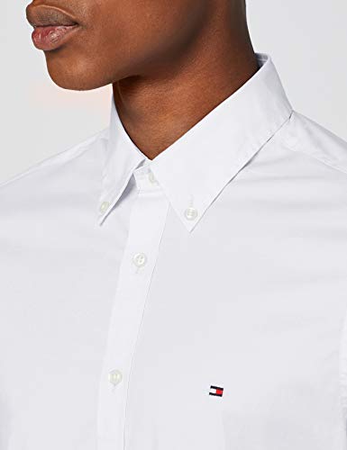 Tommy Hilfiger Core Stretch Slim Poplin Shirt Camisa, Blanco (Bright White 100), X-Large para Hombre