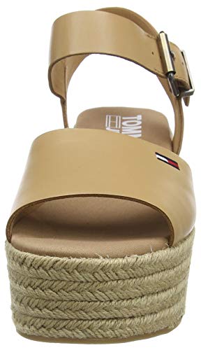 Tommy Hilfiger Natural Flatform Sandal, Sandalias Punta Cerrada para Mujer, Marrón (Dusty Bronze Gqe), 39 EU