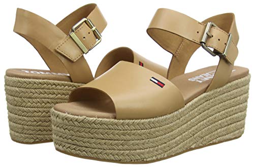 Tommy Hilfiger Natural Flatform Sandal, Sandalias Punta Cerrada para Mujer, Marrón (Dusty Bronze Gqe), 39 EU