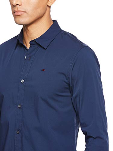 Tommy Hilfiger Original Stretch Camisa, Azul (Black Iris 002), X-Large para Hombre