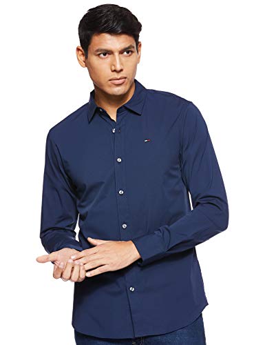 Tommy Hilfiger Original Stretch Camisa, Azul (Black Iris 002), X-Large para Hombre