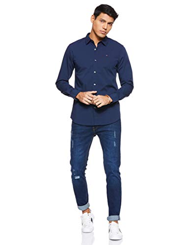 Tommy Hilfiger Original Stretch Camisa, Azul (Black Iris 002), X-Large para Hombre