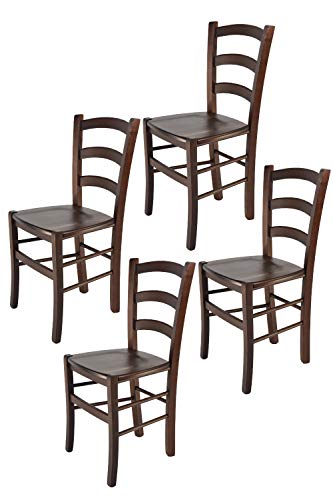 Tommychairs - Set 4 sillas Venice para Cocina y Comedor, Estructura en Madera de Haya Color Nuez y Asiento en Madera