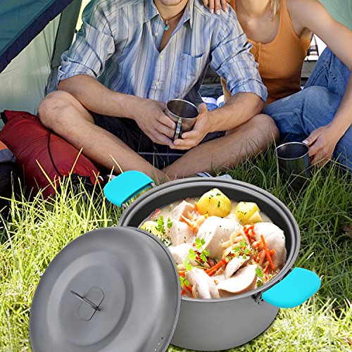 TOMSHOO Olla Titanio Camping, Sartén Titanio con Manija Plegable, Utensilios Cocina para Camping Picnic Excursionismo y para Mochila, 1100 ml y 1600 ml Ultraligeras