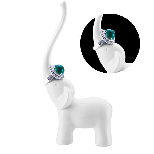 TOPBATHY Elefante de Dibujos Animados Mostrar el Anillo de Soporte de la joyería, Collar, Pendiente, Organizador de la Pulsera para joyería (Blanco)