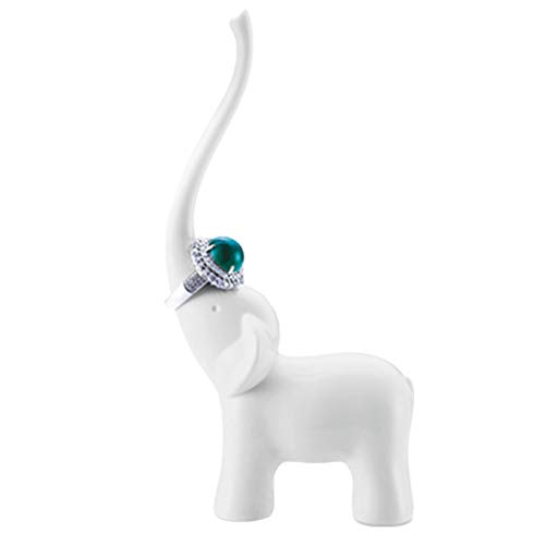 TOPBATHY Elefante de Dibujos Animados Mostrar el Anillo de Soporte de la joyería, Collar, Pendiente, Organizador de la Pulsera para joyería (Blanco)