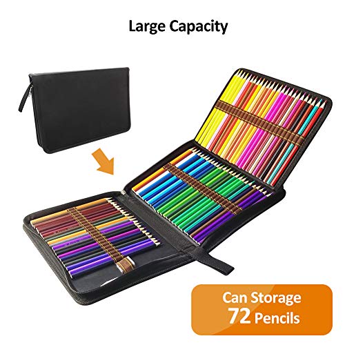 TOPERSUN Bolsa de Lápiz de Colores 72 Estuche Enrollable 72 Lápices Estuche para Lápices de Lona Organizador para Lapices Bolígrafos Plumas