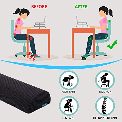 Topmener Reposapiés Debajo del Escritorio, Reposapiés Ergonómico con Espuma de Alta Densidad para: Mejora la Postura, el Dolor en las Piernas y las Rodillas