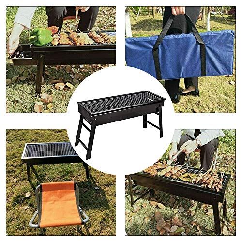 TOPQSC Barbecue Grill Barbacoa portátil Carbón de leña Conjunto de Barbacoa de Acero Inoxidable, Smoker Grill para cocinar al Aire Libre Camping Picnic (Pequeña)