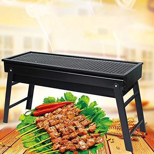 TOPQSC Barbecue Grill Barbacoa portátil Carbón de leña Conjunto de Barbacoa de Acero Inoxidable, Smoker Grill para cocinar al Aire Libre Camping Picnic (Pequeña)