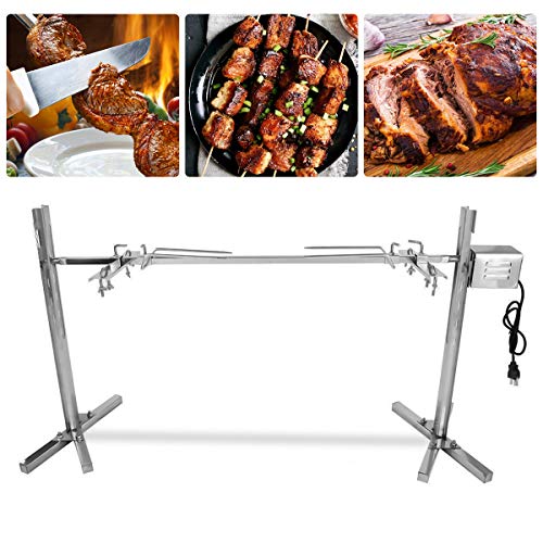 TOPQSC BBQ Kit de Asador Eléctrico 15W Acero Inoxidable Kit de Asador Automático Al Aire Libre Kit de Asador Universal Parrilla Grande Al Asador para Fiesta Cámping Carnaval