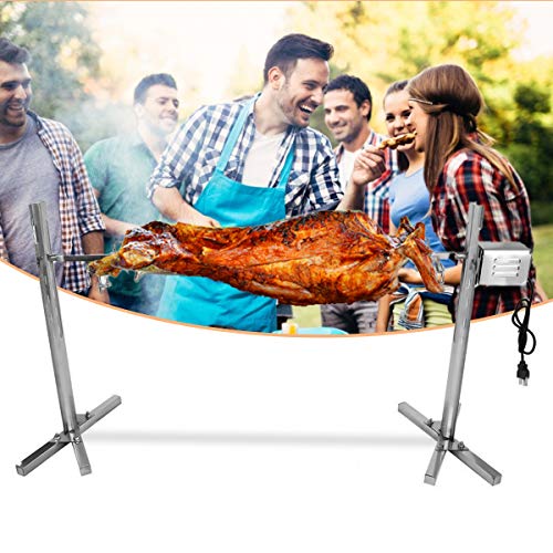 TOPQSC BBQ Kit de Asador Eléctrico 15W Acero Inoxidable Kit de Asador Automático Al Aire Libre Kit de Asador Universal Parrilla Grande Al Asador para Fiesta Cámping Carnaval