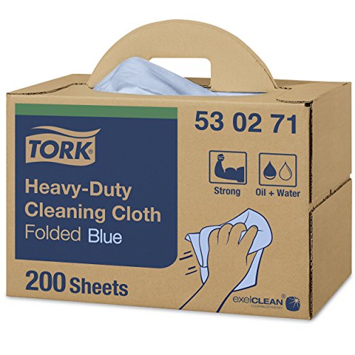 Tork 530271 Paño de limpieza ultrarresistente Premium/1 capa/Papel multiuso compatible con el sistema W7/1 caja x 200 paños/color azul, 35,5 x 42,8 cm