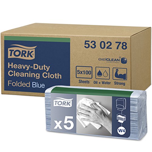 Tork 530278 Paño de limpieza ultrarresistente Premium / 1 capa / Papel multiuso compatible con el sistema W4 / 1 paquete x 100 paños / color azul