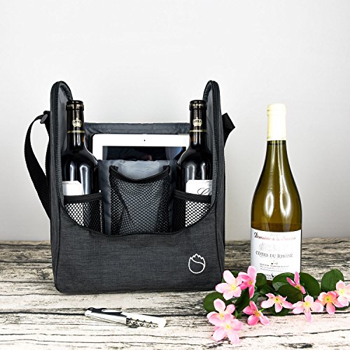 Totes And Carrriers del bolso del vino de Freshore Bolso del refrigerador del totalizador de la botella 3 Bolso del vino Regalo para el almacenamiento de alta capacidad Champán (rojo del vino)