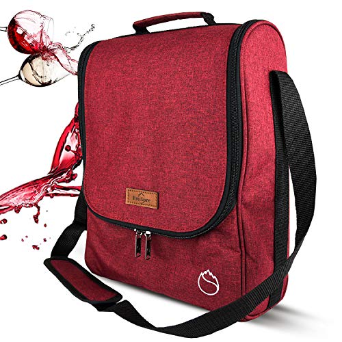 Totes And Carrriers del bolso del vino de Freshore Bolso del refrigerador del totalizador de la botella 3 Bolso del vino Regalo para el almacenamiento de alta capacidad Champán (rojo del vino)