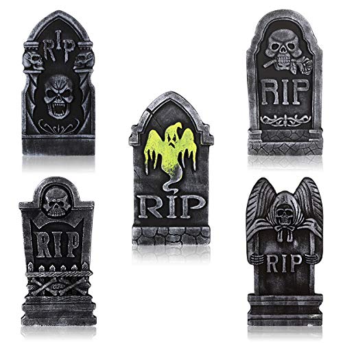 Toyandona - Decoración de Halloween, accesorios de lápida para jardín, cementerio, reutilizables, decoración y accesorios para jardín, paquete de 5