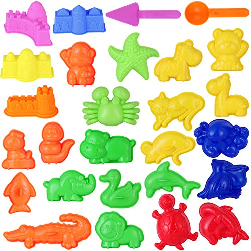 TOYMYTOY 27 Piezas Conjunto de Juguetes de Playa Variedad de Accesorios Animales Arena moldes Herramientas para niños (Color Aleatorio)