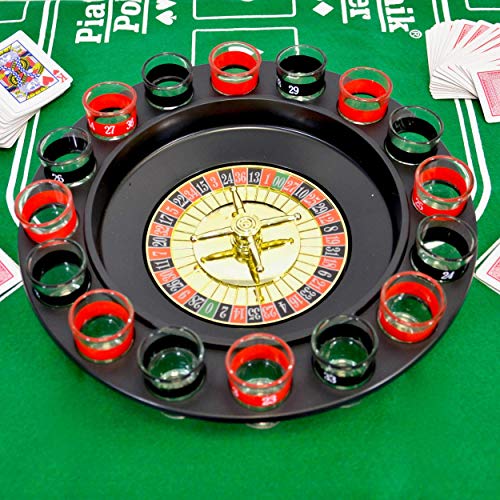 Toys4Boys Juego Chupitos Ruleta, Drinking Roulette Set, Ruleta con Vasos de chupito, 16 Vasos