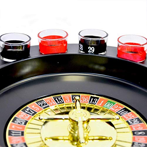 Toys4Boys Juego Chupitos Ruleta, Drinking Roulette Set, Ruleta con Vasos de chupito, 16 Vasos