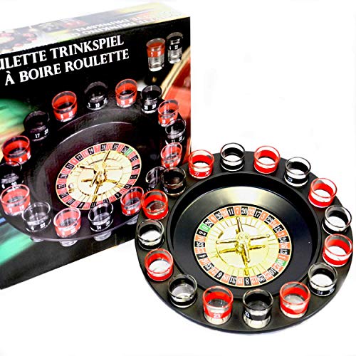 Toys4Boys Juego Chupitos Ruleta, Drinking Roulette Set, Ruleta con Vasos de chupito, 16 Vasos