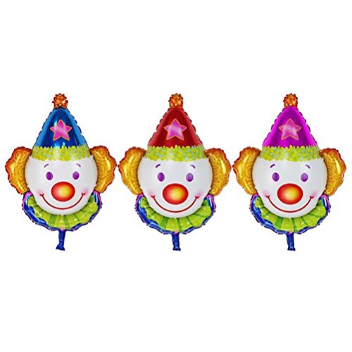 Toyvian 12 Piezas Globos Payaso, Globos de Papel de Helio Mylar para cumpleaños de Bodas Decoración de la Fiesta de Navidad de Halloween (Azul + Rojo + Rosa)