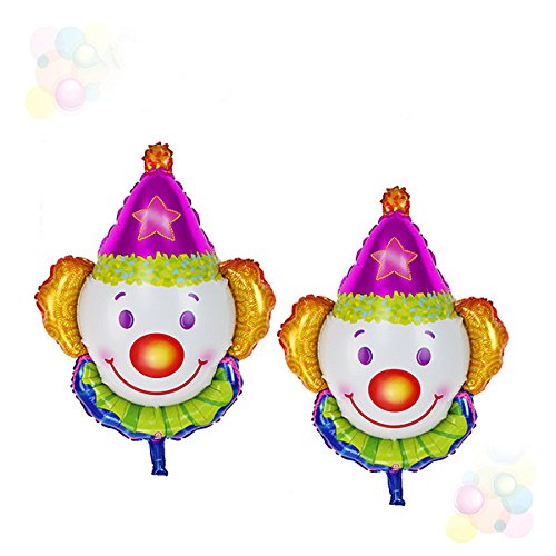 Toyvian 12 Piezas Globos Payaso, Globos de Papel de Helio Mylar para cumpleaños de Bodas Decoración de la Fiesta de Navidad de Halloween (Azul + Rojo + Rosa)