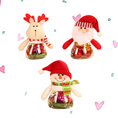 Toyvian 3 Piezas frascos de Dulces navideños Cajas de Dulces Transparentes de plástico contenedores frascos de Galletas muñecas para niños Fiesta de Navidad