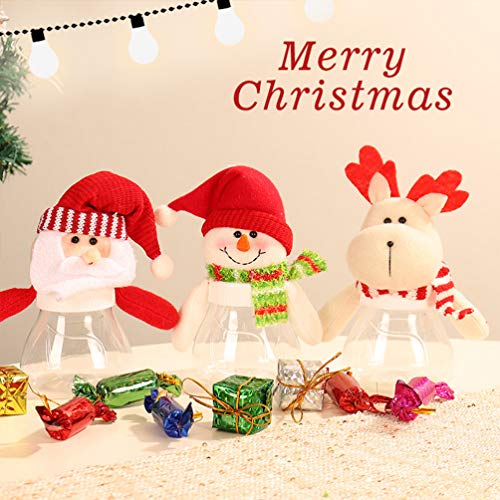 Toyvian 3 Piezas frascos de Dulces navideños Cajas de Dulces Transparentes de plástico contenedores frascos de Galletas muñecas para niños Fiesta de Navidad