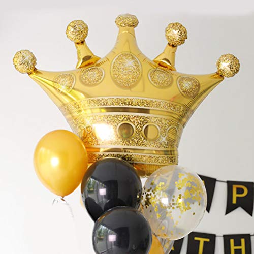 Toyvian Globos de la Hoja de la Corona Globos de Oro para la decoración de Banquete de Boda de cumpleaños 3pcs