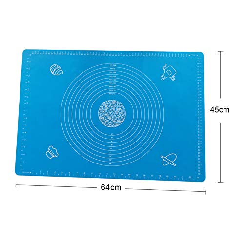 TQmate Tapete Silicona Amasar, Estera para Hornear de Silicona de Masa de Pizza de Pastelería, Silicone Baking Bakeware Cooking Mat（64*45cm）