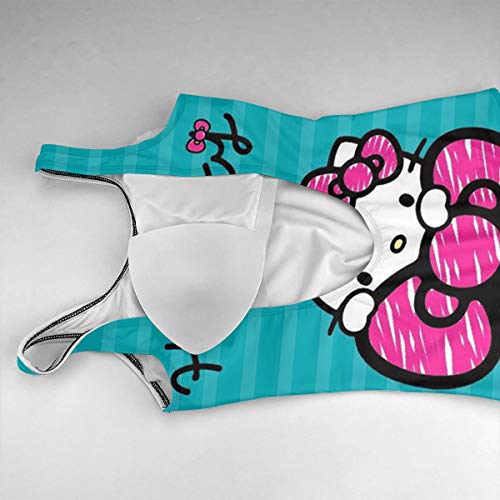 Traje de baño de una pieza para mujer Kawaii Hello Kitty Print Beach Swimwear Monokini Trajes de baño S-XL Blanco