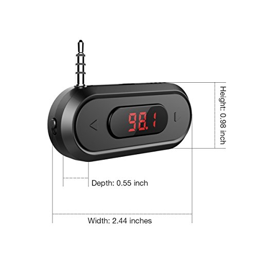 Transmisor FM, Doosl Reproductor MP3 Coche, Adaptador de Radio, FM Transmitter de 3.5mm universal Mini Manos Libres Emisor, Radio Adaptador y Reproductor de MP3 para Móviles, Tablet, etc-Negro