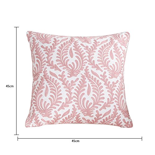 treestar 1pcs arte bordado de color rosa rama de coral cuadrado protección de almohada Funda de almohada Funda de almohada de 45 x 45 cm