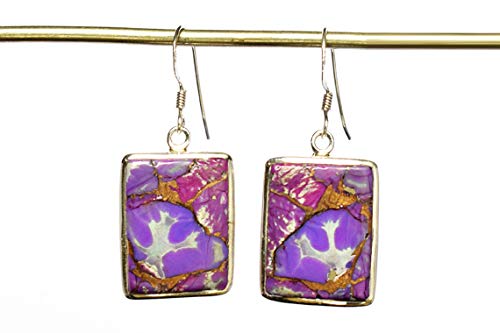 Trending FSJ-2459 - Pendientes colgantes de plata de ley 925 con piedra turquesa y cobre morado