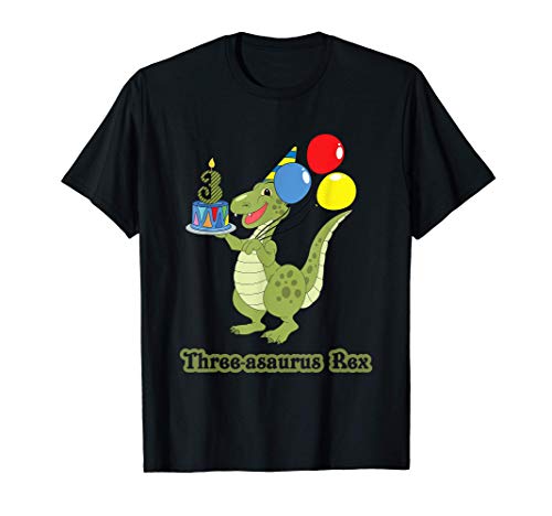 Tres asaurios Rex 3º Cumpleaños Chico Pastel de Globo Camiseta