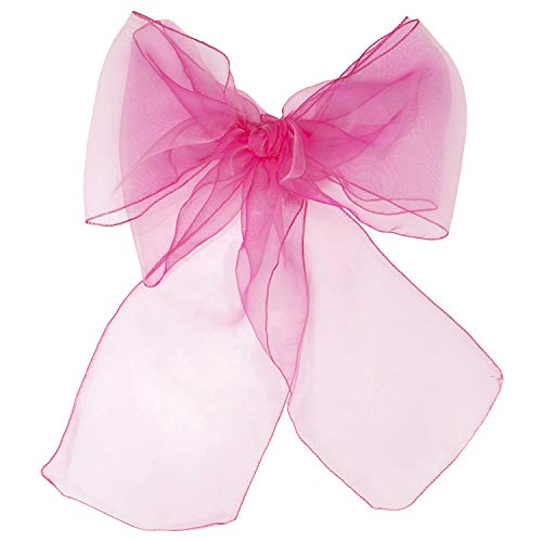 Trimming Shop 50-150 Piezas Organza Banda Cubierta para Silla Fuller Lazo Cinta Boda Fiesta Cumpleaños Banquete Recepción Decoración - 17cm X 274cm - Rosa Intenso/Fucsia, Pack of 50