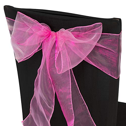 Trimming Shop 50-150 Piezas Organza Banda Cubierta para Silla Fuller Lazo Cinta Boda Fiesta Cumpleaños Banquete Recepción Decoración - 17cm X 274cm - Rosa Intenso/Fucsia, Pack of 50