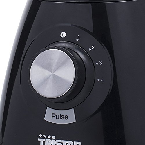 Tristar BL-4450 Batidora de vaso con jarra de cristal de 1.5 l, 6 hojas de acero inoxidable, 430 W, Vidrio, Negro