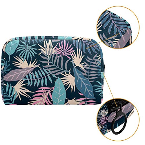 Tropical con hojas de palma bolsa de cosméticos para mujeres, adorables espaciosas bolsas de maquillaje viaje impermeable bolsa de aseo accesorios organizador perezoso regalos