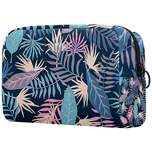 Tropical con hojas de palma bolsa de cosméticos para mujeres, adorables espaciosas bolsas de maquillaje viaje impermeable bolsa de aseo accesorios organizador perezoso regalos