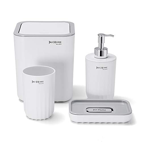 TRUSTLIFE Diseño Moderno, 4 Piezas, Accesorios de Baño para el Hogar y el Hotel, que Incluyen una Taza para Cepillo de Dientes, una Jabonera, un Bote de Basura y un Dispensador de Loción